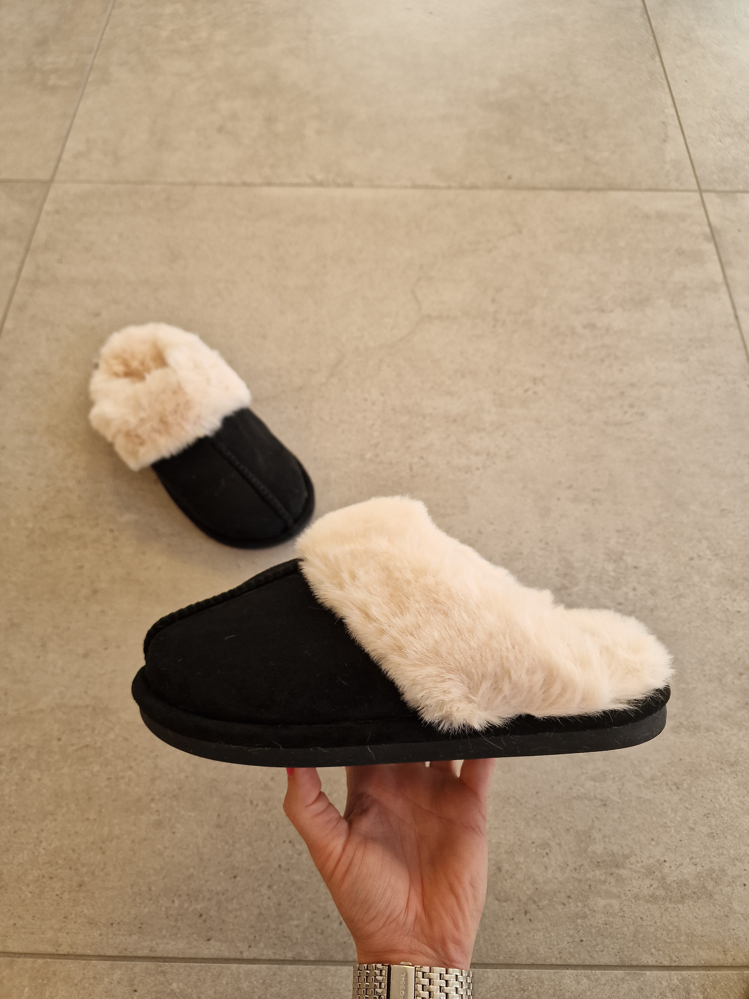 Sloffen Fluffy - Zwart