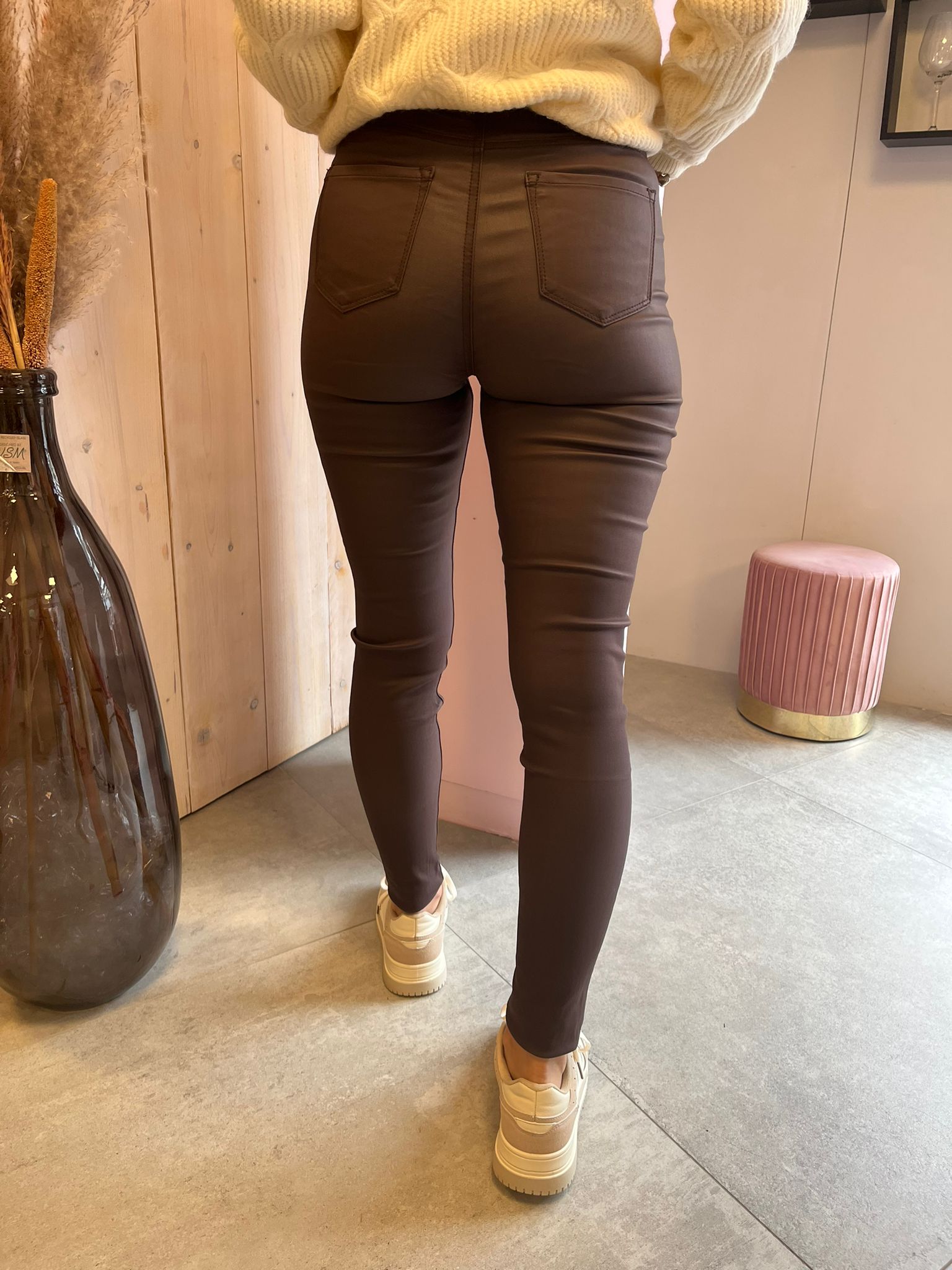 Leatherlook Broek - Bruin