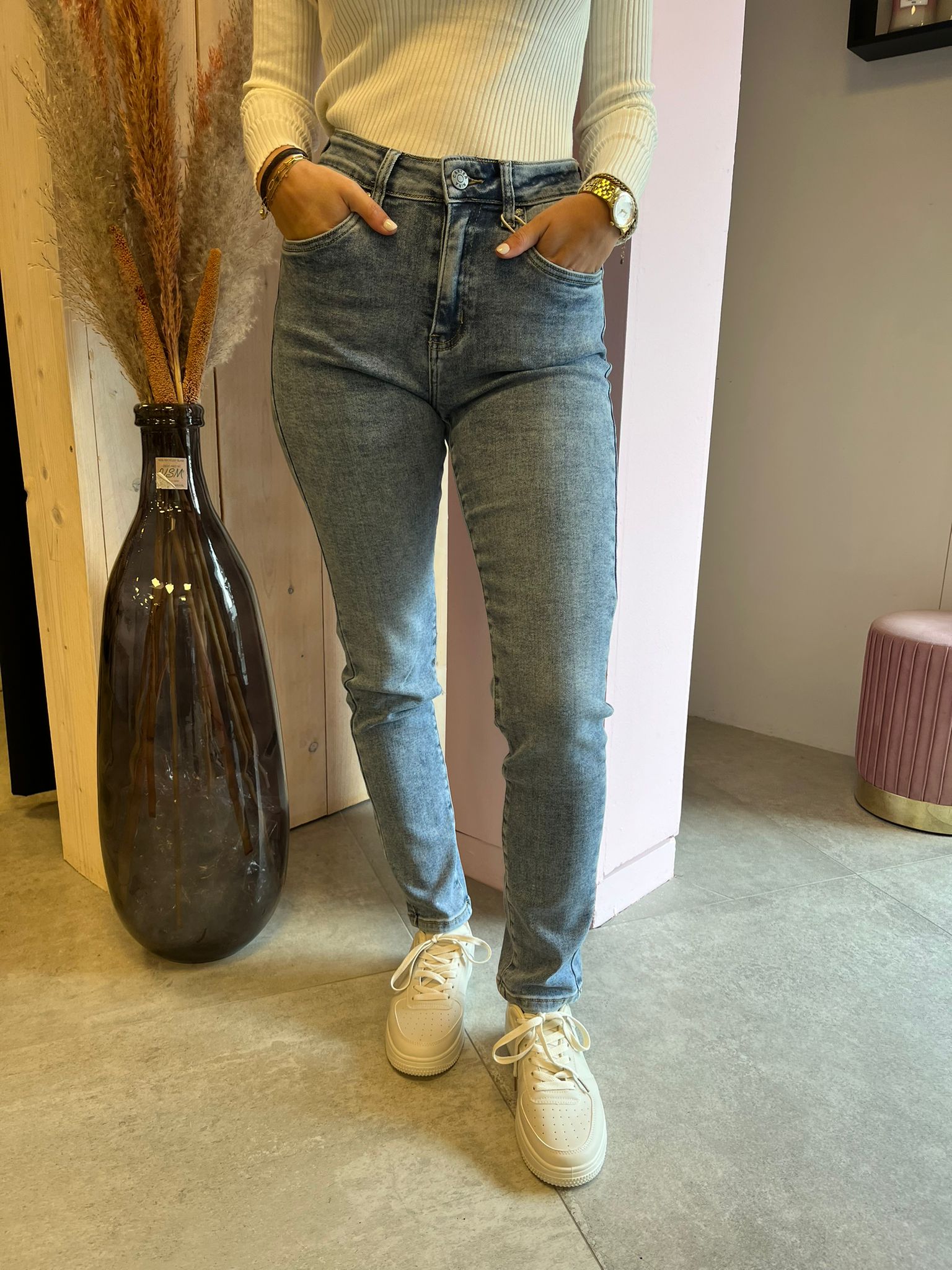 Mom Jeans Lins - Blauw