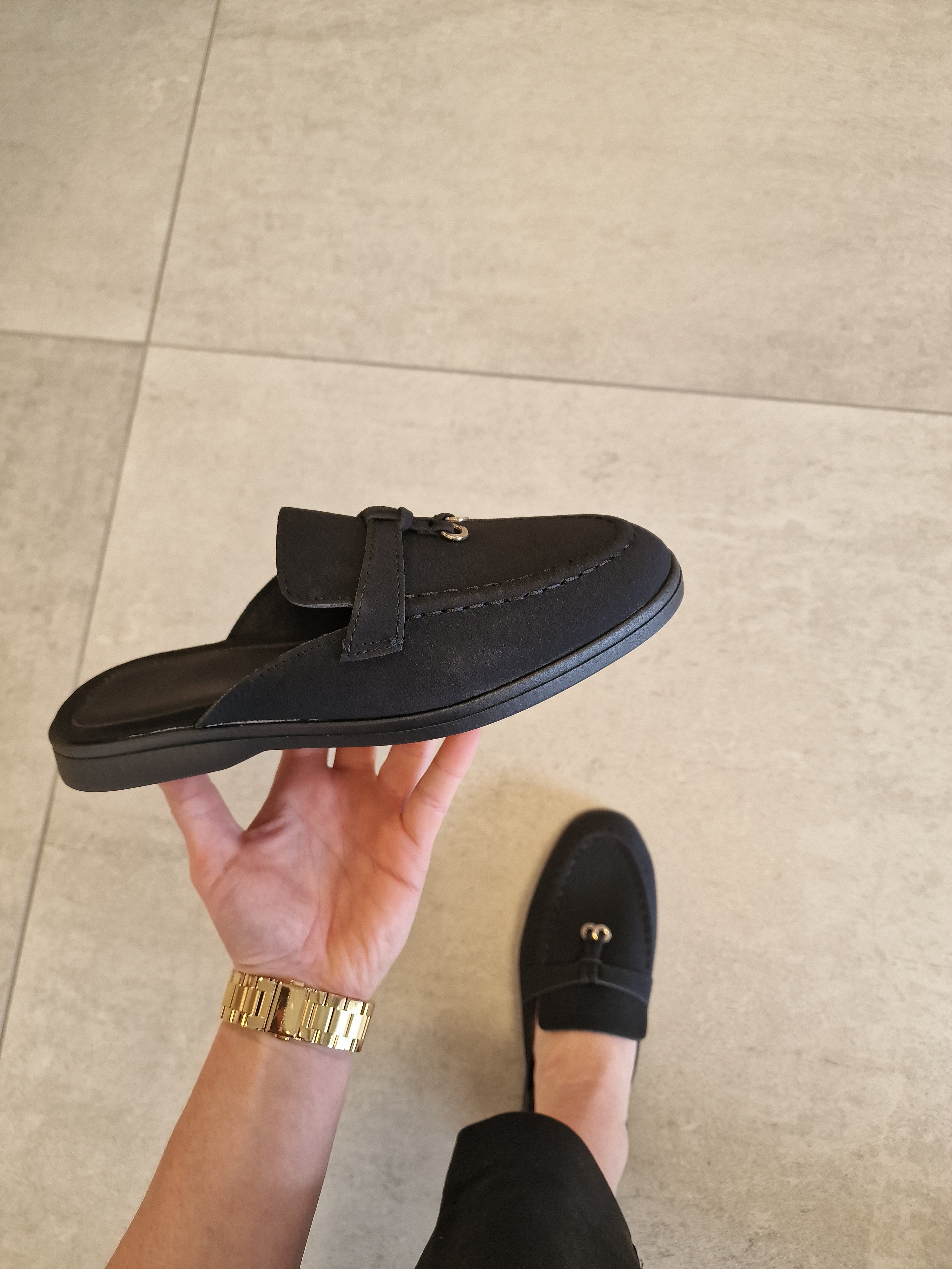 Loafer open hak - Zwart