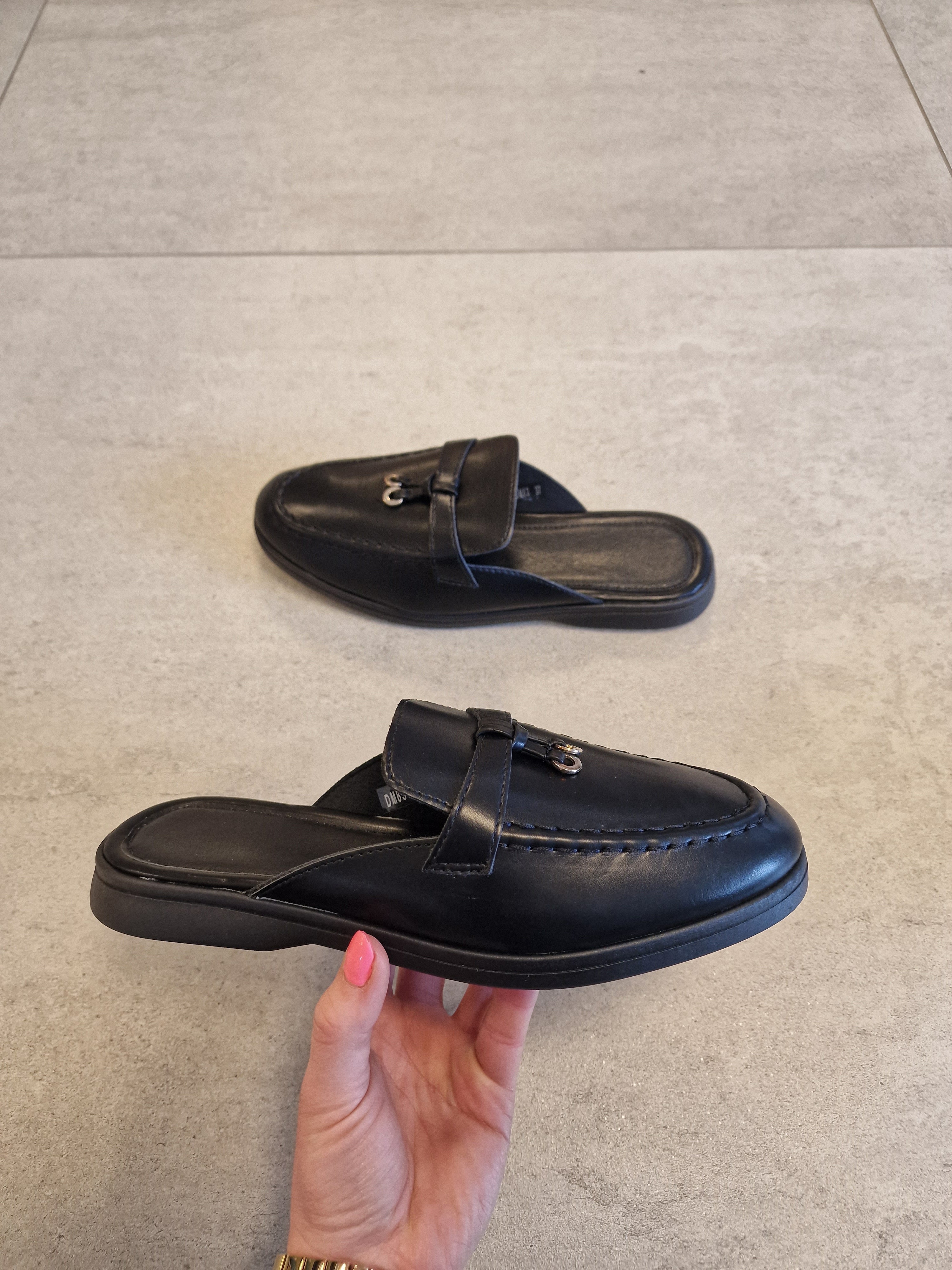 Loafer open hak 'pu' - Zwart