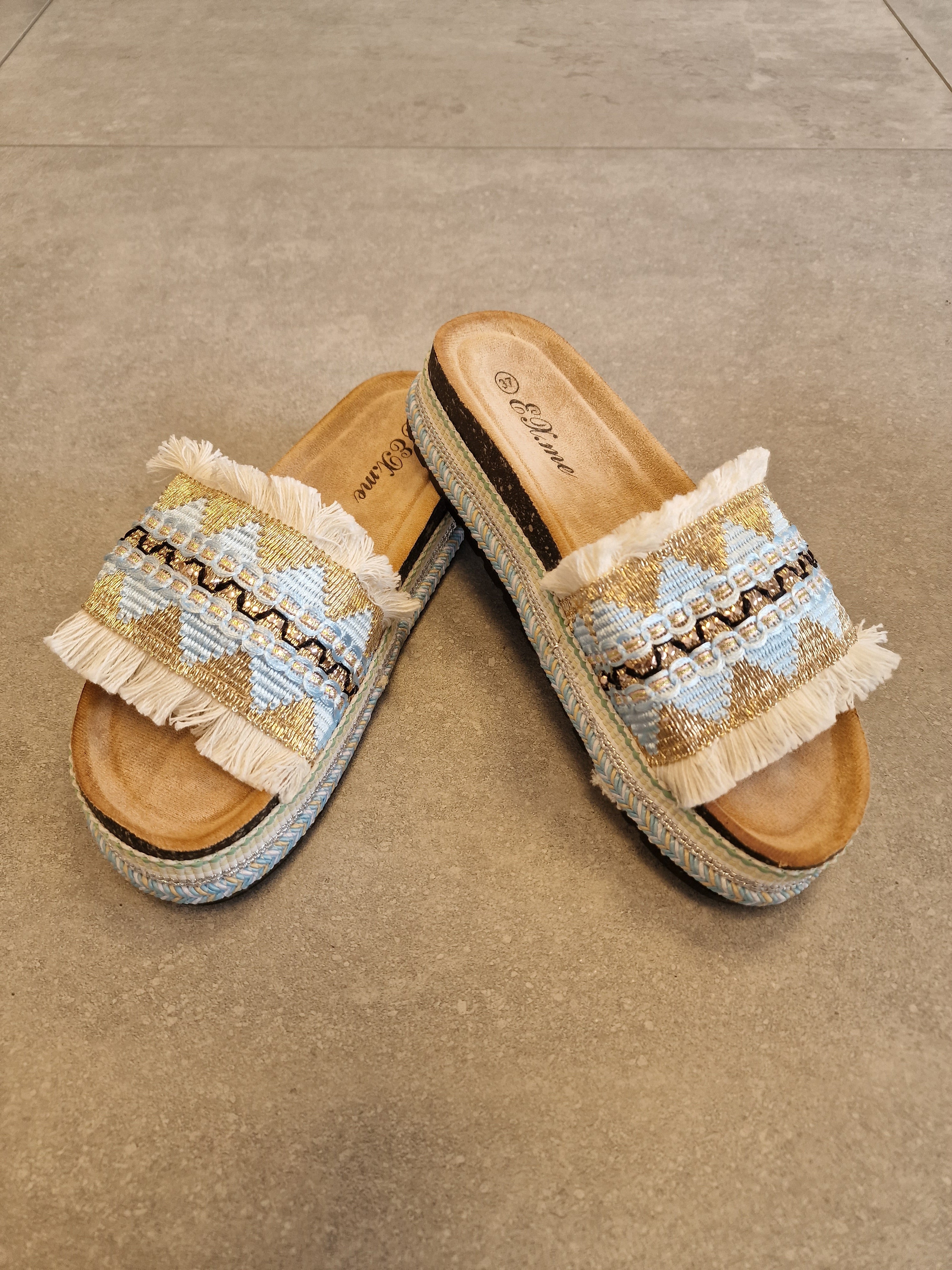 Slipper Ibiza - Wit/Blauw