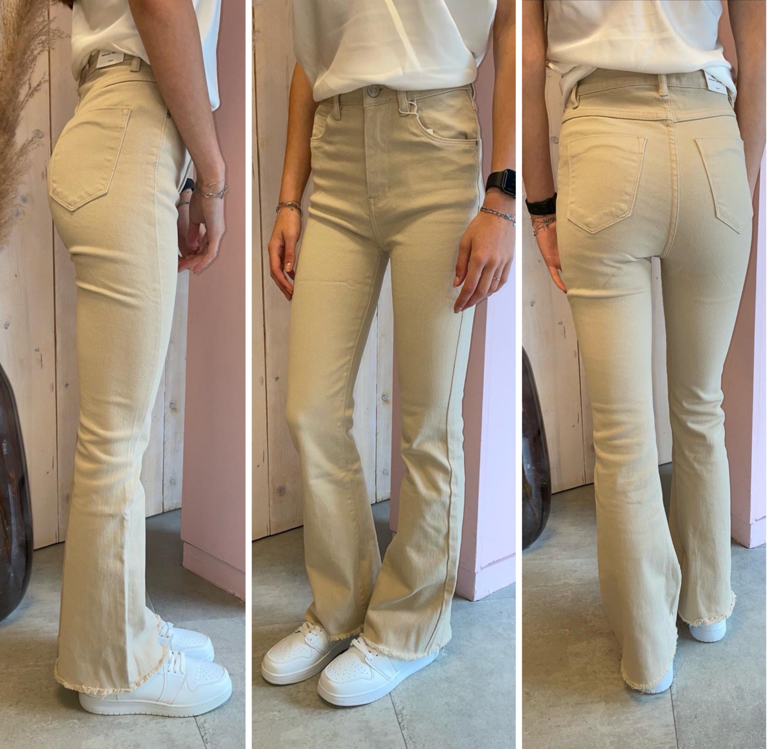 Flared Jeans - Beige