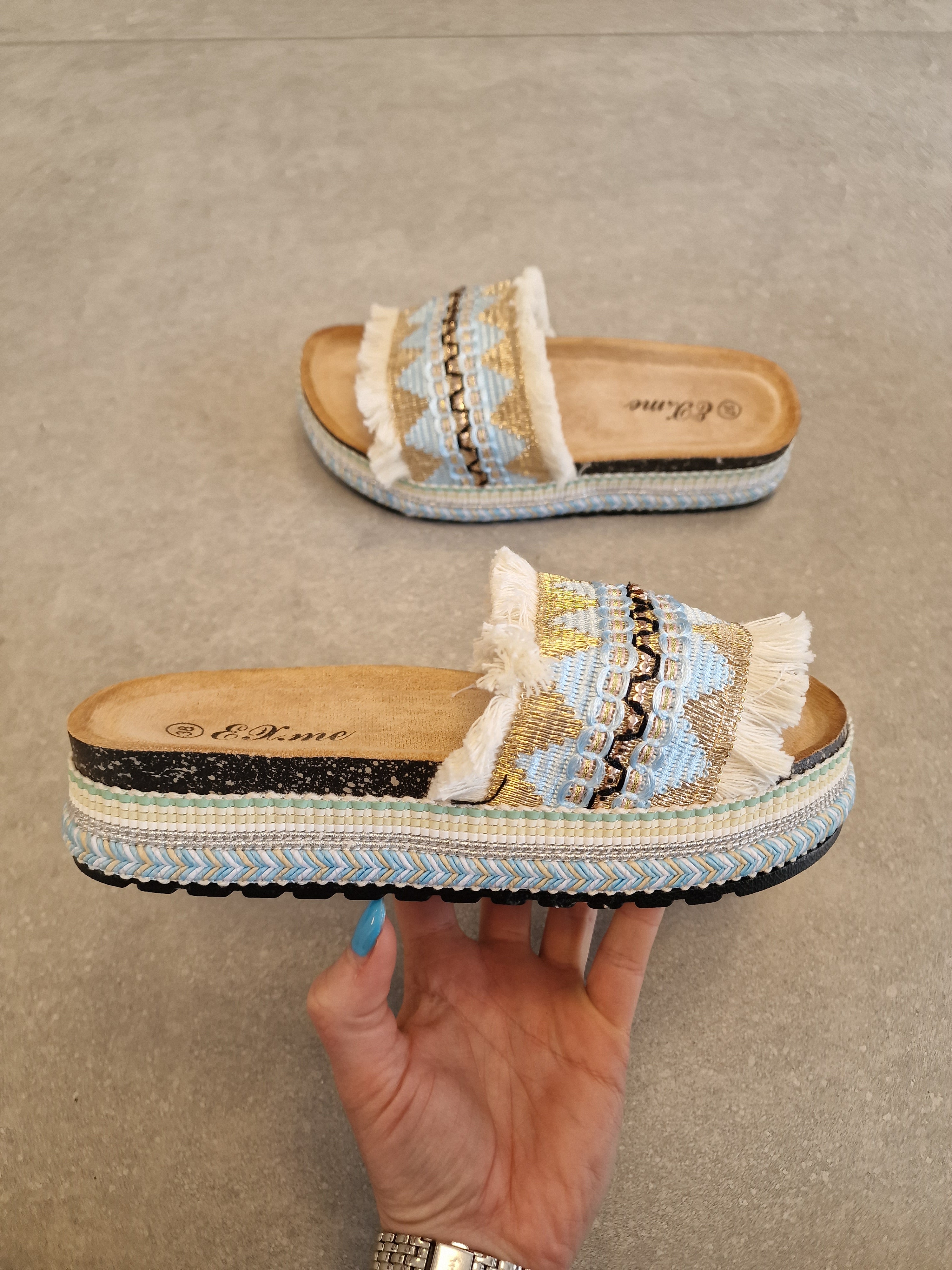 Slipper Ibiza - Wit/Blauw