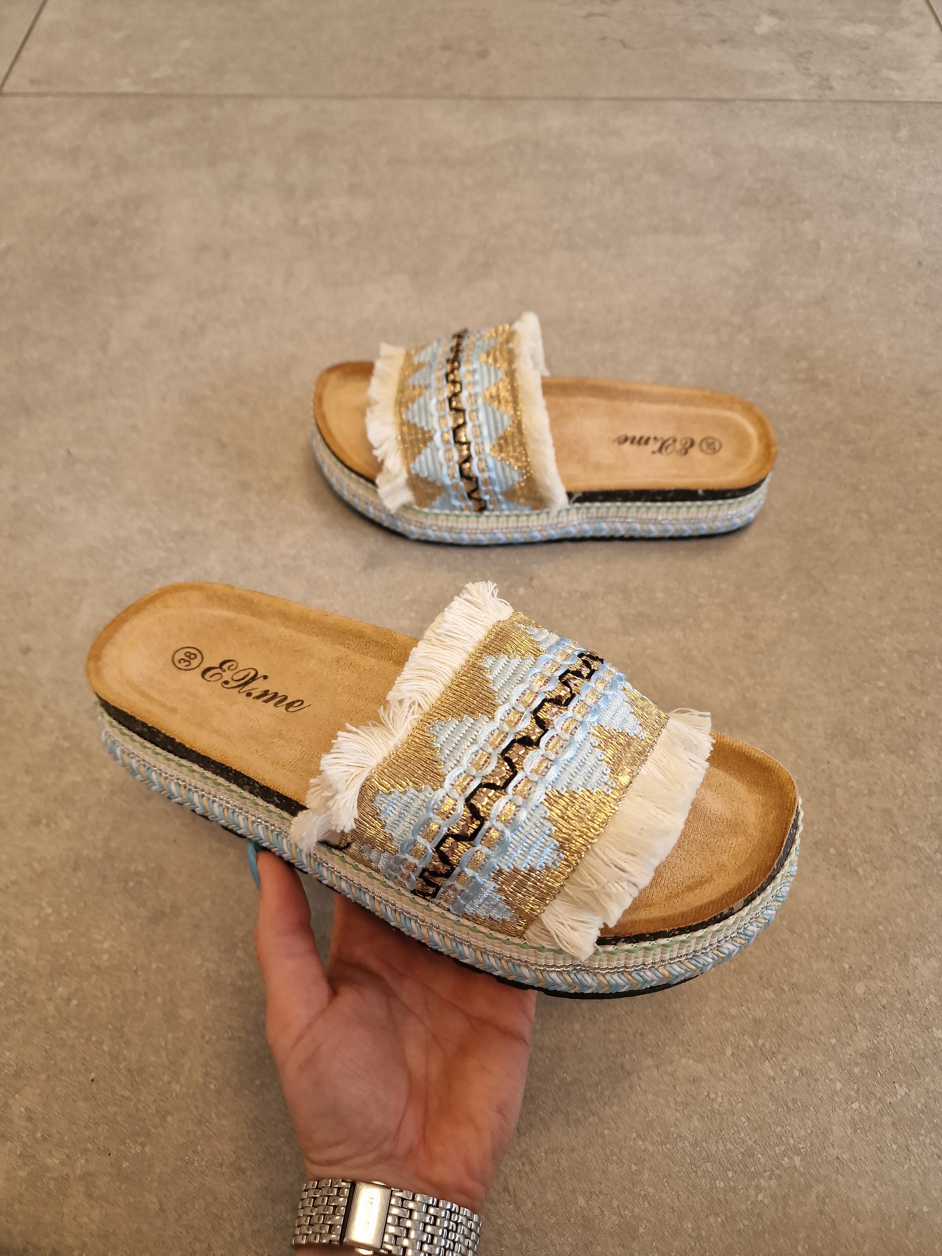 Slipper Ibiza - Wit/Blauw